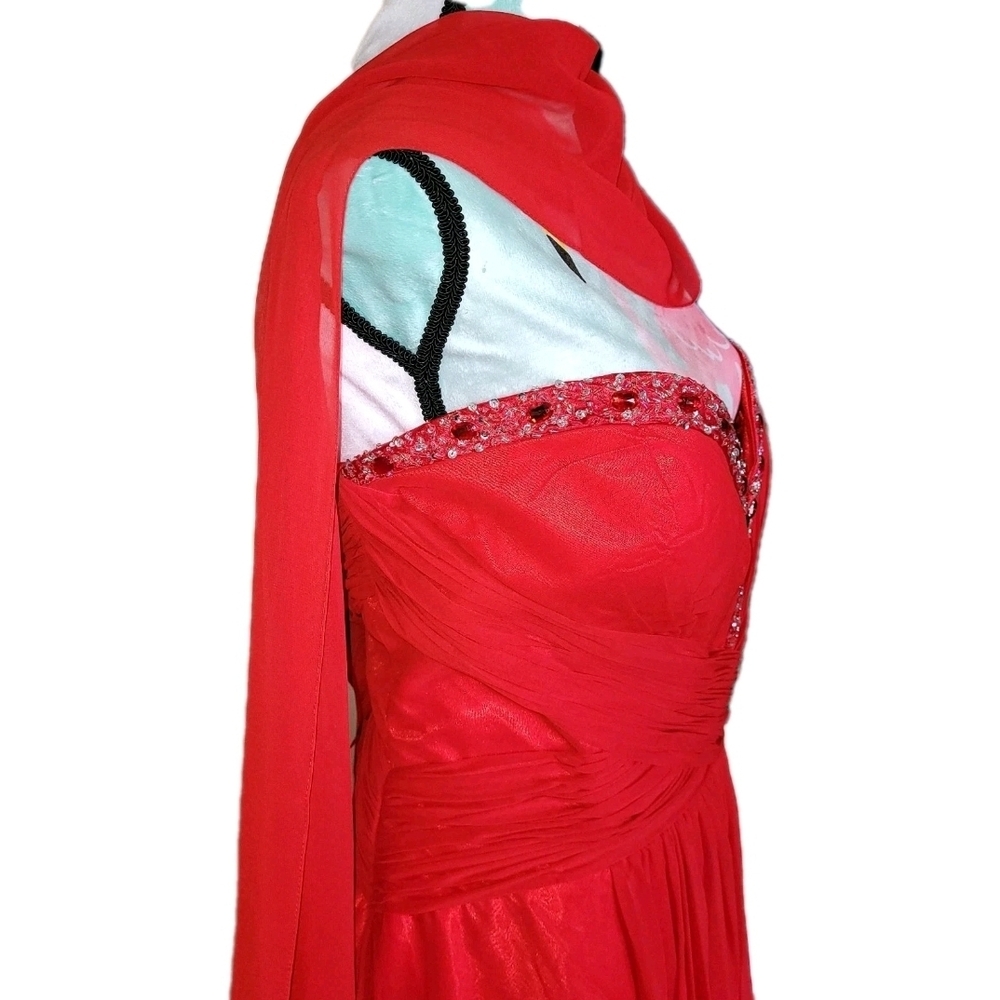 May Queen Red Strapless Embellished Sweetheart Formal Dress - Picture 2 of 16